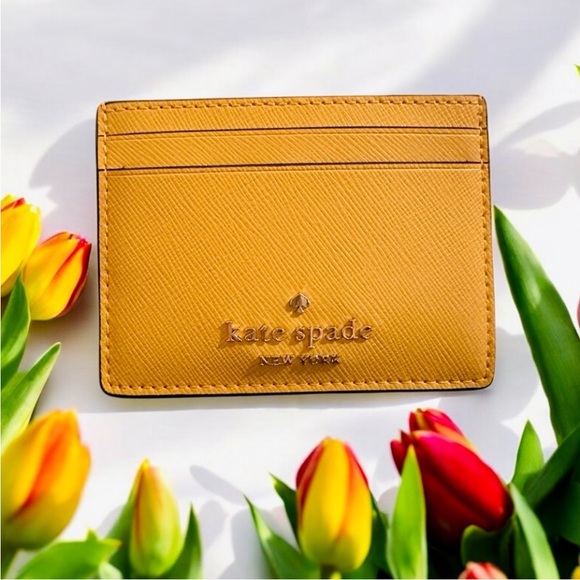 kate spade Handbags - KATE SPADE Madison Daffodil Yellow Card Holder in Saffiano Leather Gold Hardware